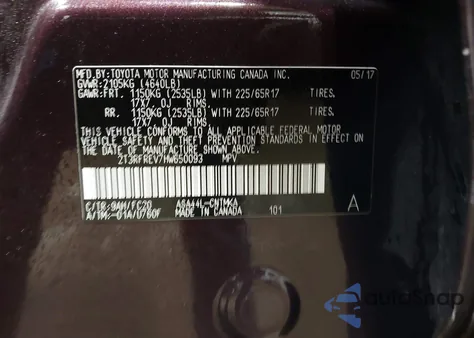 2017 Toyota Rav4 Xle from USA, damaged, VIN 2T3RFREV7HW650093